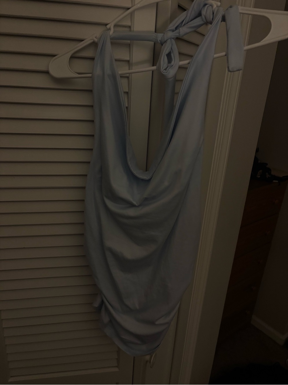 Light Blue Halter Cowl Neck Shirt
Woman’s brand new